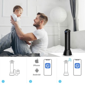 Mini camera de supraveghere SX82, WiFi, tip baby monitor, HD, infrarosu, senzor de miscare, negru - Img 5