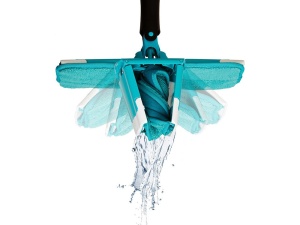 Mop din Microfibra Rotativ 360 grade, cu Stoarcere, Maner 100-122cm, Albastru - Img 3