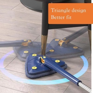 Mop triunghiular, cu stoarcere si rezerva extra, pentru podele, geamuri sau alte suprafete, maner telescopic, albastru - Img 5