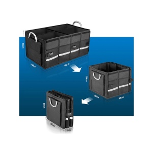 Organizator portbagaj auto, pliabil, cu capac, 3 compartimente mari si buzunare, manere, impermeabil, 60L, 60x35x30cm, negru - Img 6