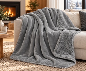 Patura catifelata pentru iarna cu aspect de blana, Dimensiune 200x150 cm, Culoare Gri - Img 2