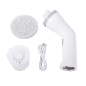 Perie elctrica rotativa, fara fir, 5W, cu 2 capete si incarcare USB Type C, si cablu inclus, pentru curatenie profunda, alb - Img 6