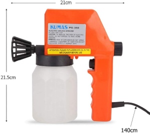 Pistol de vopsit electric Kumas PG-350, capacitate 600ml, 75W, alb-portocaliu - Img 8