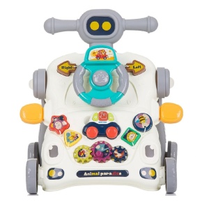 Premergator 3 in 1, masuta de activitati, cu sunete si lumini, 6 luni+, 41x41x44 cm, alb-roz/alb-gri - Img 7