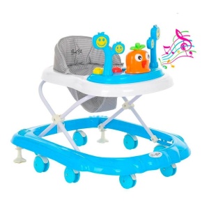 Premergator reglabil si pliabil, cu sunete, copii 6 luni+, cu 8 roti, 66 x 59 x 57 cm, albastru/rosu/verde - Img 1