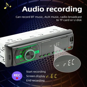 Radio MP3 Player Auto, cu Bluetooth, Afisaj in 7 Culori, 1Din, Telecomanda, Negru - Img 4