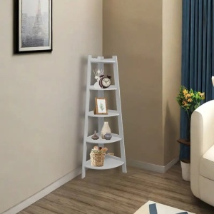 Raft de Colt din PVC cu 5 Etajere, pentru Camera, Baie sau Bucatarie, 106x30x30cm, Alb - Img 1