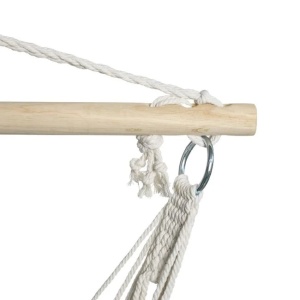 Scaun leagan suspendabil din macrameu - Dimensiune Ø100x120cm, Bej - Img 4
