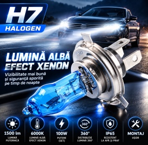Set 2 becuri auto H7 Pegasus Xenon Effect, Halogen, 6000K, 1500 lm, 12V, 100W/set - Img 2