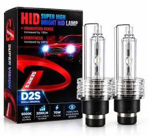 Set 2 Becuri Auto Xenon D2S cu flansa de metal, Lumina alb rece 6000K, 3200LM, Quick Start