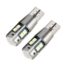 Set 2 becuri LED auto pentru de pozitii, T10 w5w, cu 10 led-uri cu, Canbus, 6000K, alb - Img 1