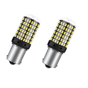 Set 2 becuri LED Canbus 1156 BA15S P21W 3014, cu 144 LED-uri, 20W, pentru marsarier, semnalizare, sau frana - Img 1