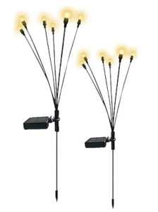 Set 2 Lampi solare LED Alb Cald cu 6 bulbi decoratiune gradina licurici - Img 1