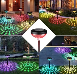 Set 2 lampi solare pentru gradina model floarea soarelui, Lumina multicolora - Img 2