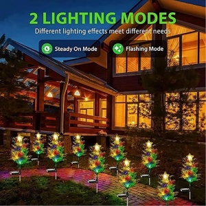 Set 2 Lampi Solare tip Copac cu 8 LED-uri, 74cm, Senzor de lumina, 800mAh, IP65, Multicolor - Img 9