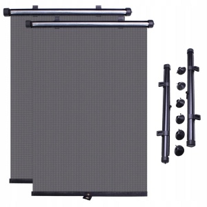 Set 2 Parasolar Auto Retractabile pentru Geamuri Laterale, Welora®, Cu Ventuze, Calitate Premium, Dimensiune 40x47cm, Negru - Img 1