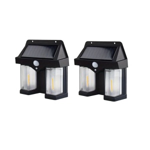 Set 2 x Lampi solare de perete cu 2 Led-uri, Senzor de miscare, Multiple moduri de iluminare