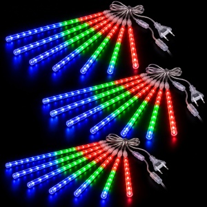 Set 3 Instalatii Luminoase de Craciun, Model Ploaie de Meteori, 24 Turturi LED luminosi, Lungime 30cm - Img 12