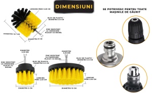 Set 3 perii rotative cu adaptor pentru surubelnita electrica - Img 6
