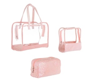 Set 3 Portfarduri cu Model Animal Print, 3 Marimi, PVC, roz - Img 1