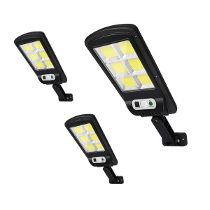 Set 3 x Lampi solare stradale LED, cu 6 cadrane, senzor miscare, IP65, negru - Img 1