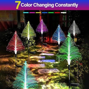 Set cu 2 Lampi Solare in forma de Bradut de Craciun, 7 Culori Schimbatoare, 90cm Inaltime, Multicolor - Img 5