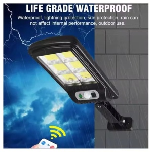 Set cu 2 lampi solare stradale cu telecomanda si senzor de miscare, 8 cadrane 160 LED COB - Img 4