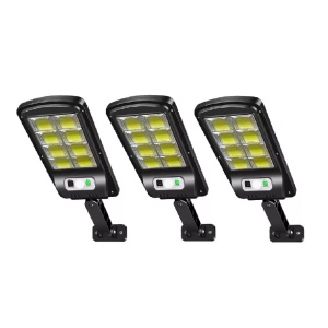 Set cu 3 lampi solare stradale cu telecomanda si senzor de miscare, 8 cadrane 160 LED COB - Img 7