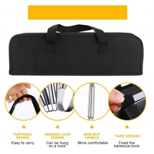 Set cu 5 ustensile pentru gratar din inox cu geanta inclusa - Img 5
