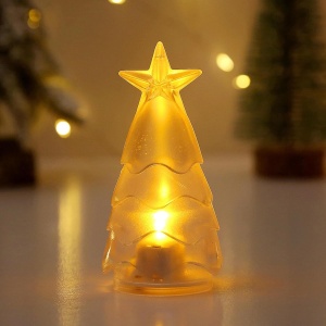 Set cu 6 Lumanari LED Decorative in forma de Bradut de Craciun, Lungime 9cm, Lumina Alba/Galbena - Img 2