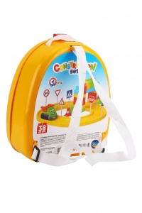 Set cuburi de constructie, pista de masiute in gentuta tip rucsac pentru copii de 3 ani+ - Img 2