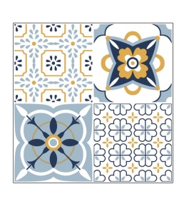 Set de 12 placi autoadezive din vinil cu model floral vintage pentru decor baie sau bucatarie