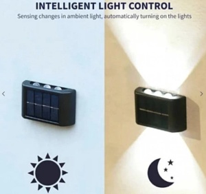 Set de 2 Lampi Solare de Perete cu 3 leduri, Iluminare Sus-Jos - Img 2