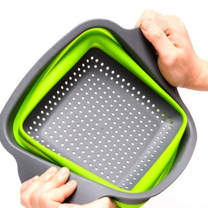 Set de 2 strecuratoari pliabile din silicon, 2 dimensiuni, Gri/Verde, Ideale in orice bucatarie - Img 9