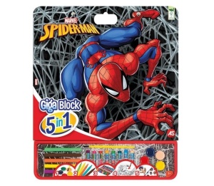 Set de colorat bloc mare Spiderman, 5 în1, cu Accesorii, 3ani+, 35x1.2x42 cm