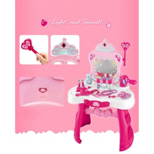 Set de Joaca Frumusete cu Masuta de Make-up, Telecomanda, Oglinda, Lumini/Sunete, Roz - Img 6