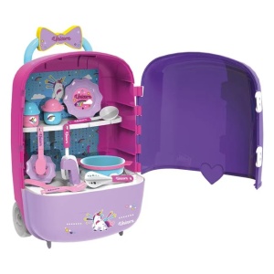 Set de joaca valiza cu accesorii de masa, 12buc, varsta 3+ ani, dimensiune 34x19x54cm, multicolor