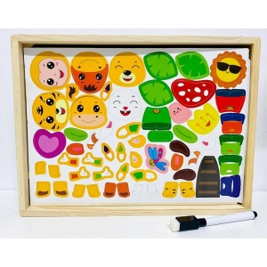 Set Educativ Montessori din Lemn, cu Puzzle, Labirint cu Margele si Asociere Alfabetica si Numerica, multicolor - Img 4