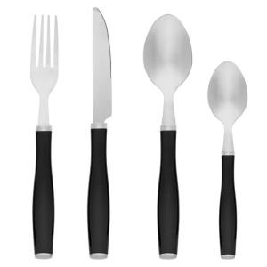 Set tacamuri din otel inoxidabil formate din 12 buc, Negru/Argintiu