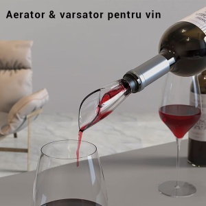 Set Tirbuson Electric, 4 in 1 cu taietor de folie, dop de vid si aerator/varsator de vin, Desfacator Pentru Vin, Premium, Multifunctional, Negru - Img 14