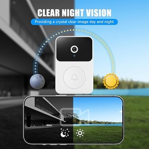 Sonerie inteligenta fara fir, distanta 30m, Wi-Fi 2.4G, cu camera, schimbare de voce, stocare imagini in cloud, alb - Img 5