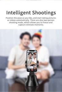 Suport Automat pentru Telefon cu Tracking, Camera, Difuzor, Bluetooth, 360°, Portabil, Negru - Img 3