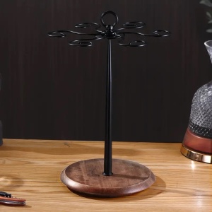 Suport pentru 6 pahare de vin din metal cu baza din lemn, Inaltime 35cm - Img 8