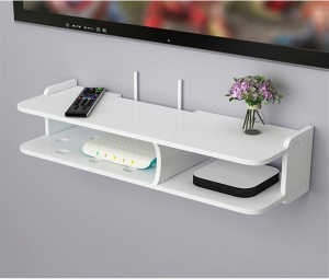 Suport pentru router si alte accesorii, cu 2 compartimente, 20×50 cm, alb - Img 2