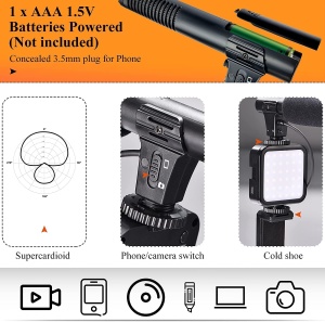 Suport Telefon cu Lampă LED, Microfon și Trepied - Vlogging sau Podcasturi - Img 7
