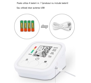 Tensiometru Digital cu Ecran LCD, 0-300mmHg, Puls 40-200 bpm, Senzor Automat, Alb - Img 5