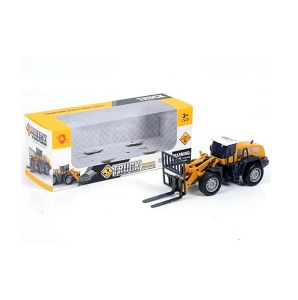 Tractor de jucarie cu furca pentru stivuitor, pentru copii de 3 ani+, plastic, 16cm, galben - Img 5