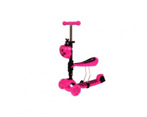 Trotineta pentru copii 2 ani+, cu sezut 5 in 1, cu maner parental, roz - Img 1