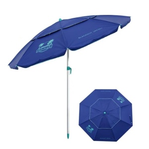 Umbrela Plaja Anti Vant, Protectie solara UPF+50, Cadru de Aluminiu 4 Inele, Ø2.25m, albastru-argintiu - Img 1
