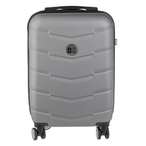 Valiza Tip Troler, Gri metalizat, cu Dungi Reliefate, 58L - Img 2
